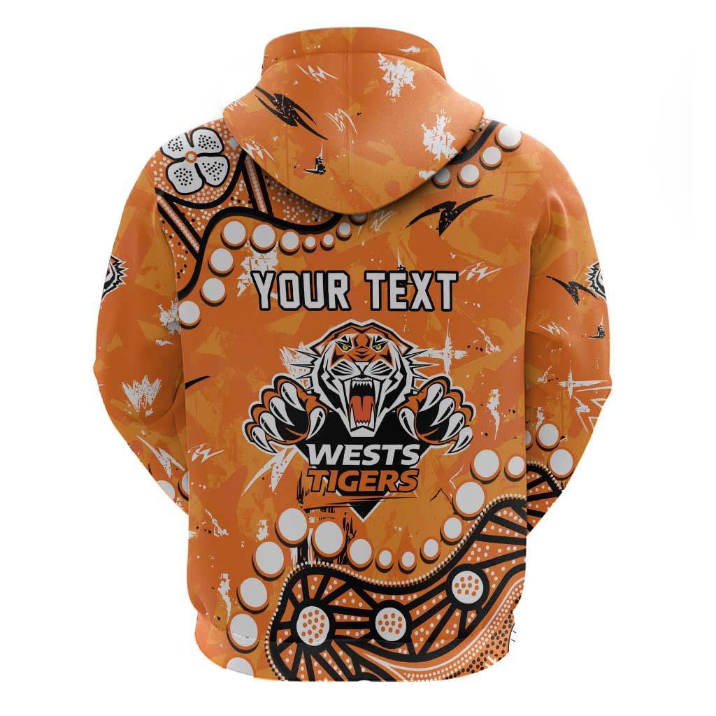 Personalized Wests Tigers Hoodie Aboriginal Pattern with Graffiti Style Design