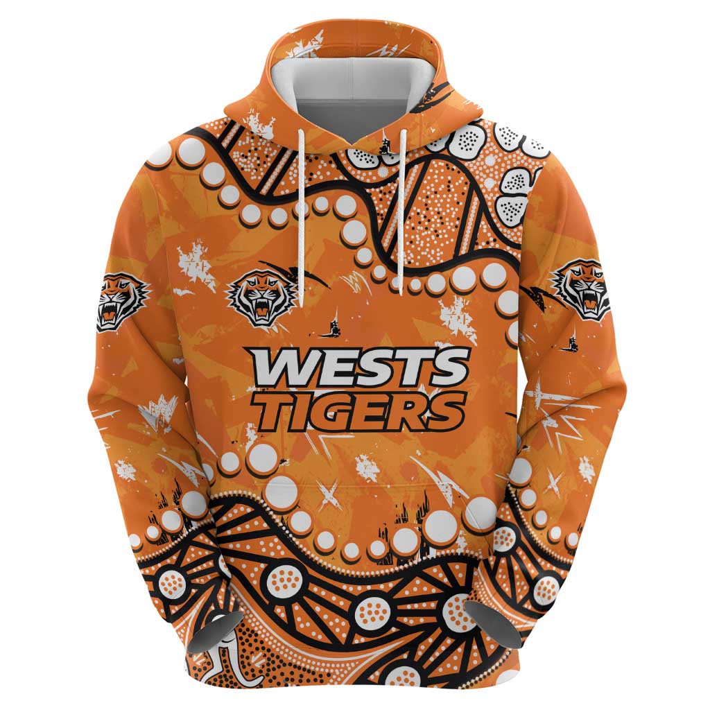 Personalized Wests Tigers Hoodie Aboriginal Pattern with Graffiti Style Design
