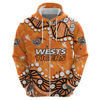 Personalized Wests Tigers Hoodie Aboriginal Pattern with Graffiti Style Design