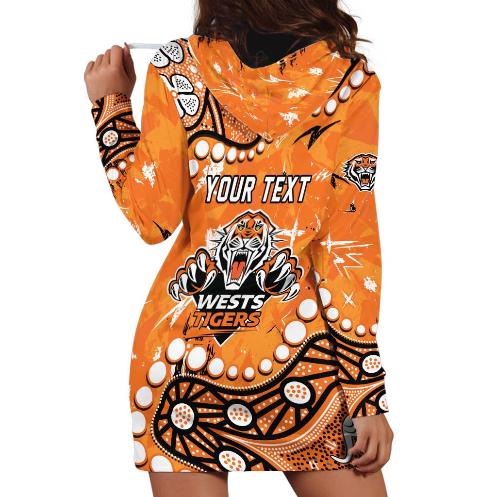 Personalized Wests Tigers Hoodie Dress Aboriginal Pattern with Graffiti Style Design