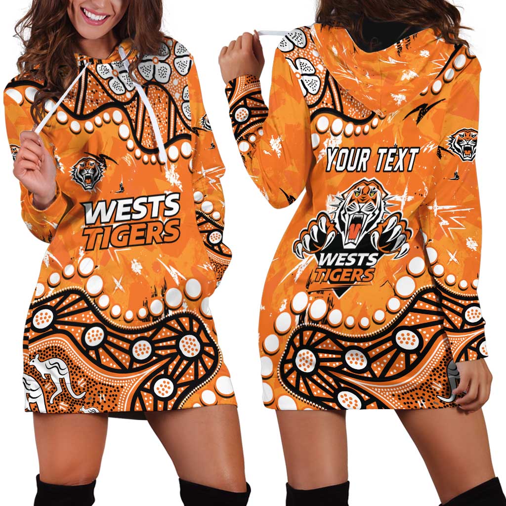 Personalized Wests Tigers Hoodie Dress Aboriginal Pattern with Graffiti Style Design