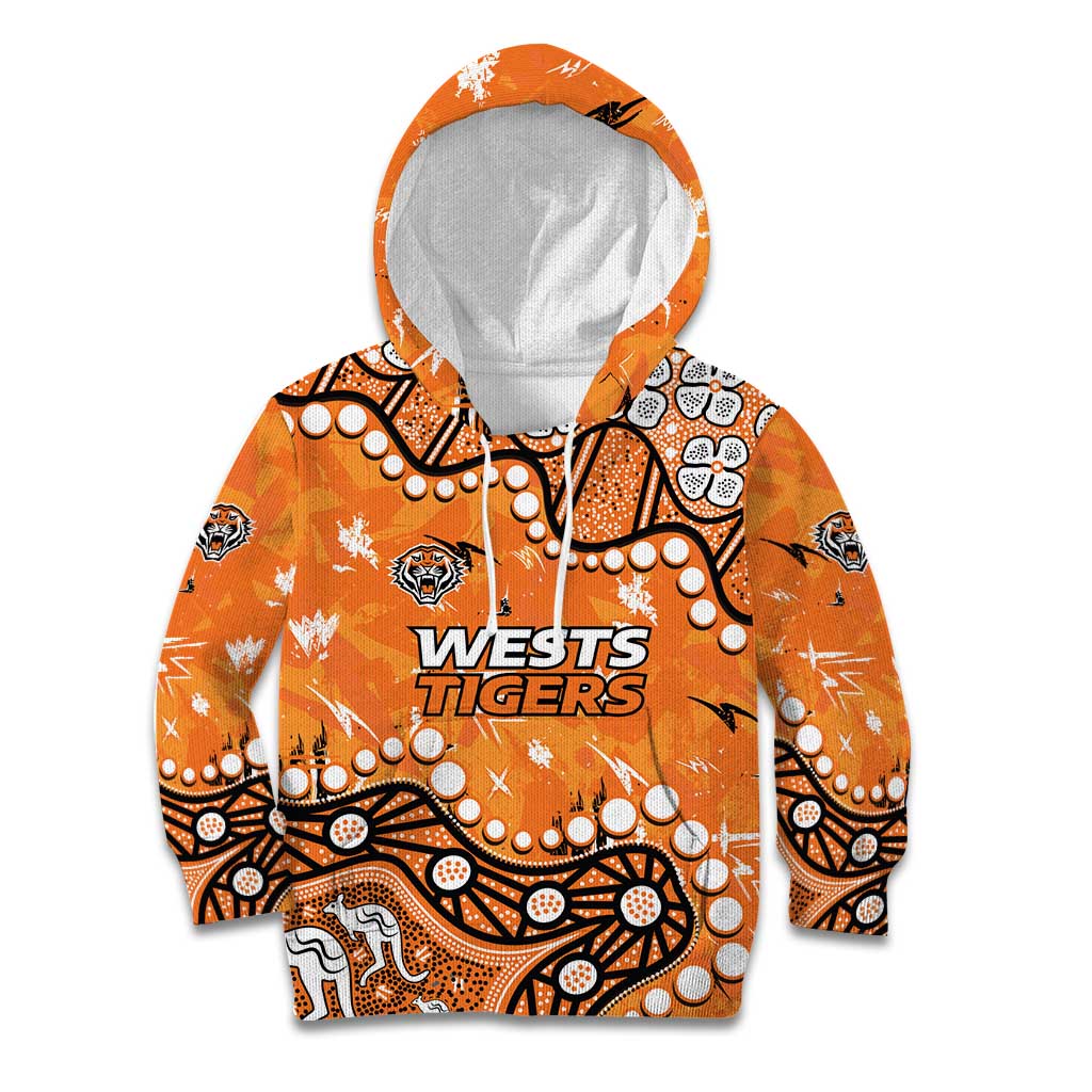Personalized Wests Tigers Kid Hoodie Aboriginal Pattern with Graffiti Style Design