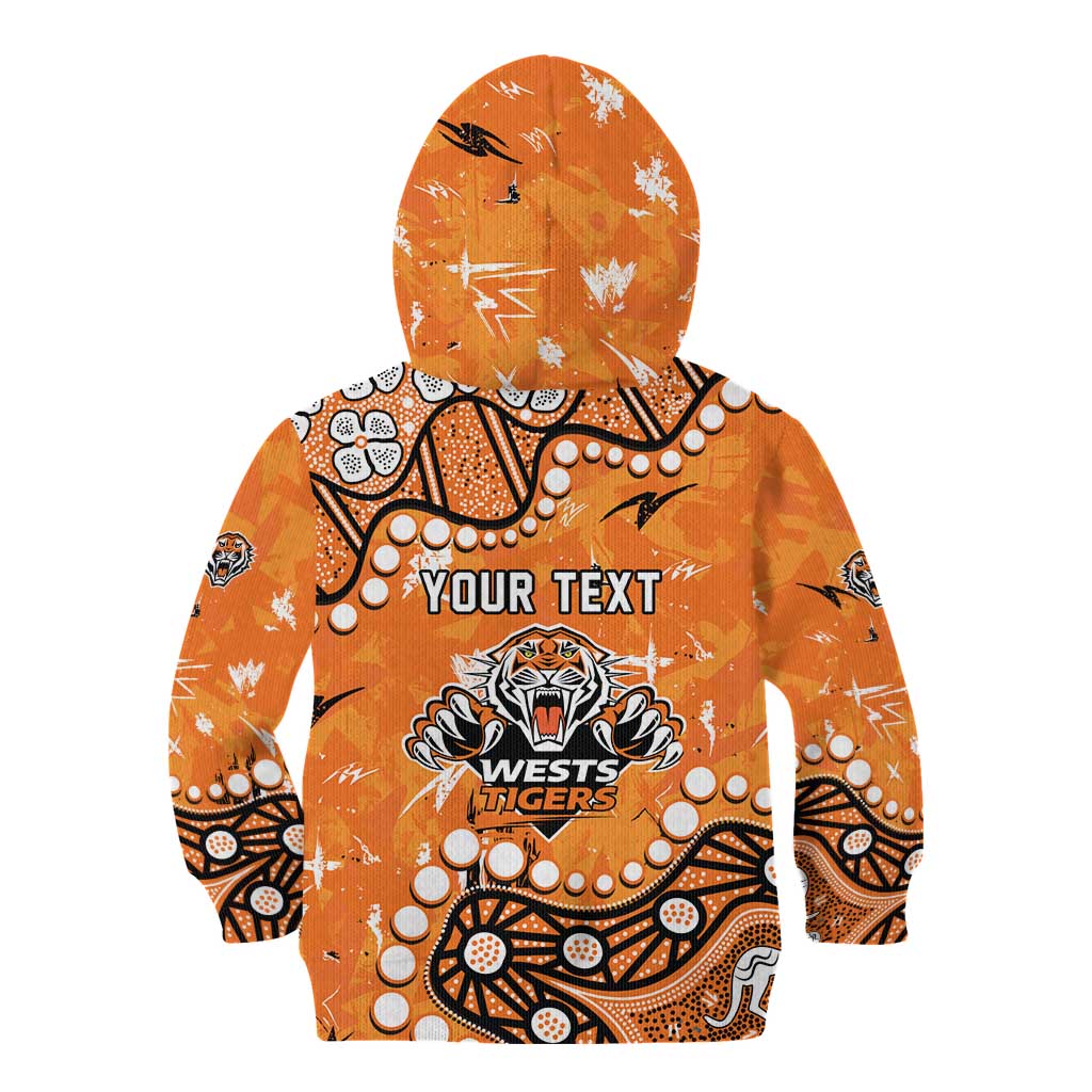 Personalized Wests Tigers Kid Hoodie Aboriginal Pattern with Graffiti Style Design