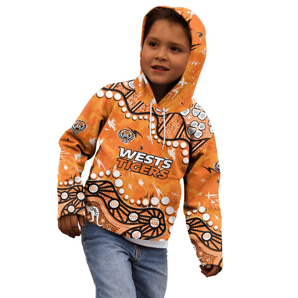 Personalized Wests Tigers Kid Hoodie Aboriginal Pattern with Graffiti Style Design