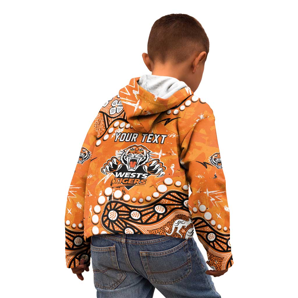 Personalized Wests Tigers Kid Hoodie Aboriginal Pattern with Graffiti Style Design