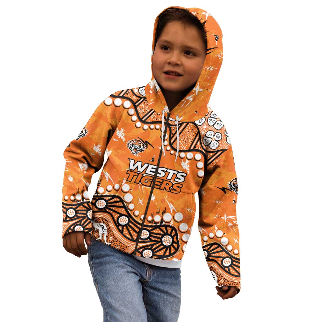 Personalized Wests Tigers Kid Hoodie Aboriginal Pattern with Graffiti Style Design