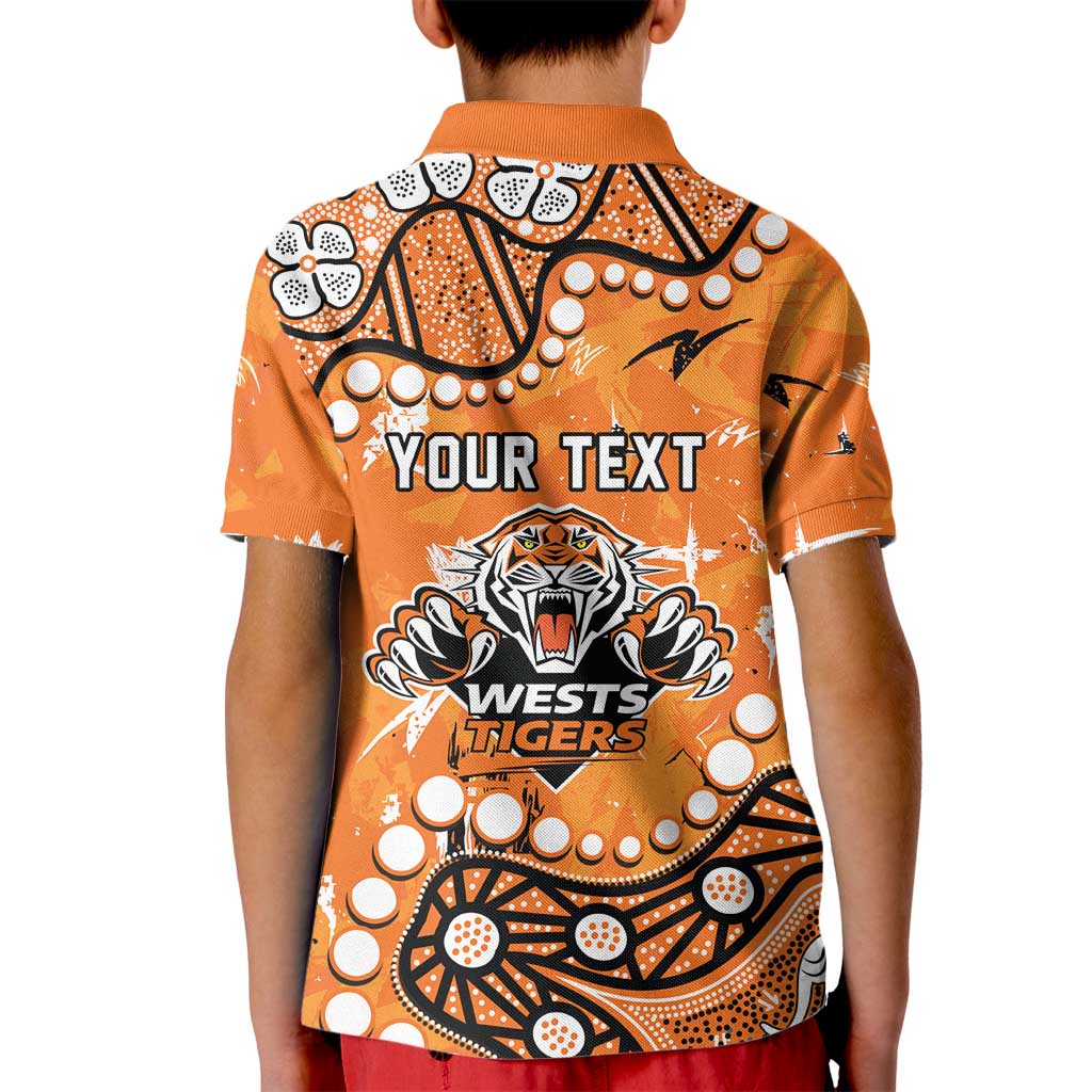 Personalized Wests Tigers Kid Polo Shirt Aboriginal Pattern with Graffiti Style Design