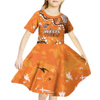 Personalized Wests Tigers Kid Short Sleeve Dress Aboriginal Pattern with Graffiti Style Design