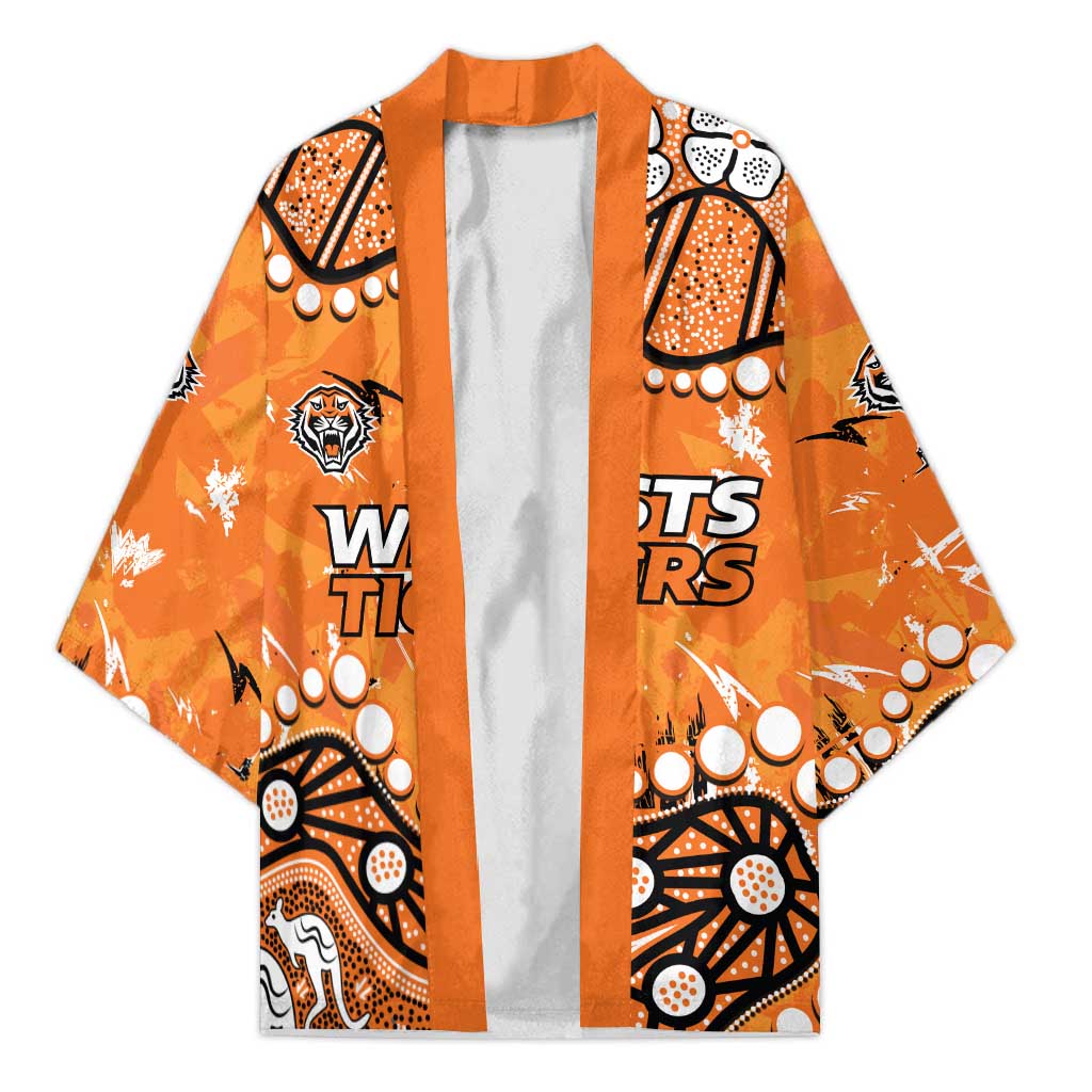 Personalized Wests Tigers Kimono Aboriginal Pattern with Graffiti Style Design