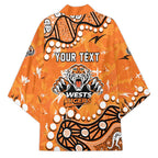 Personalized Wests Tigers Kimono Aboriginal Pattern with Graffiti Style Design