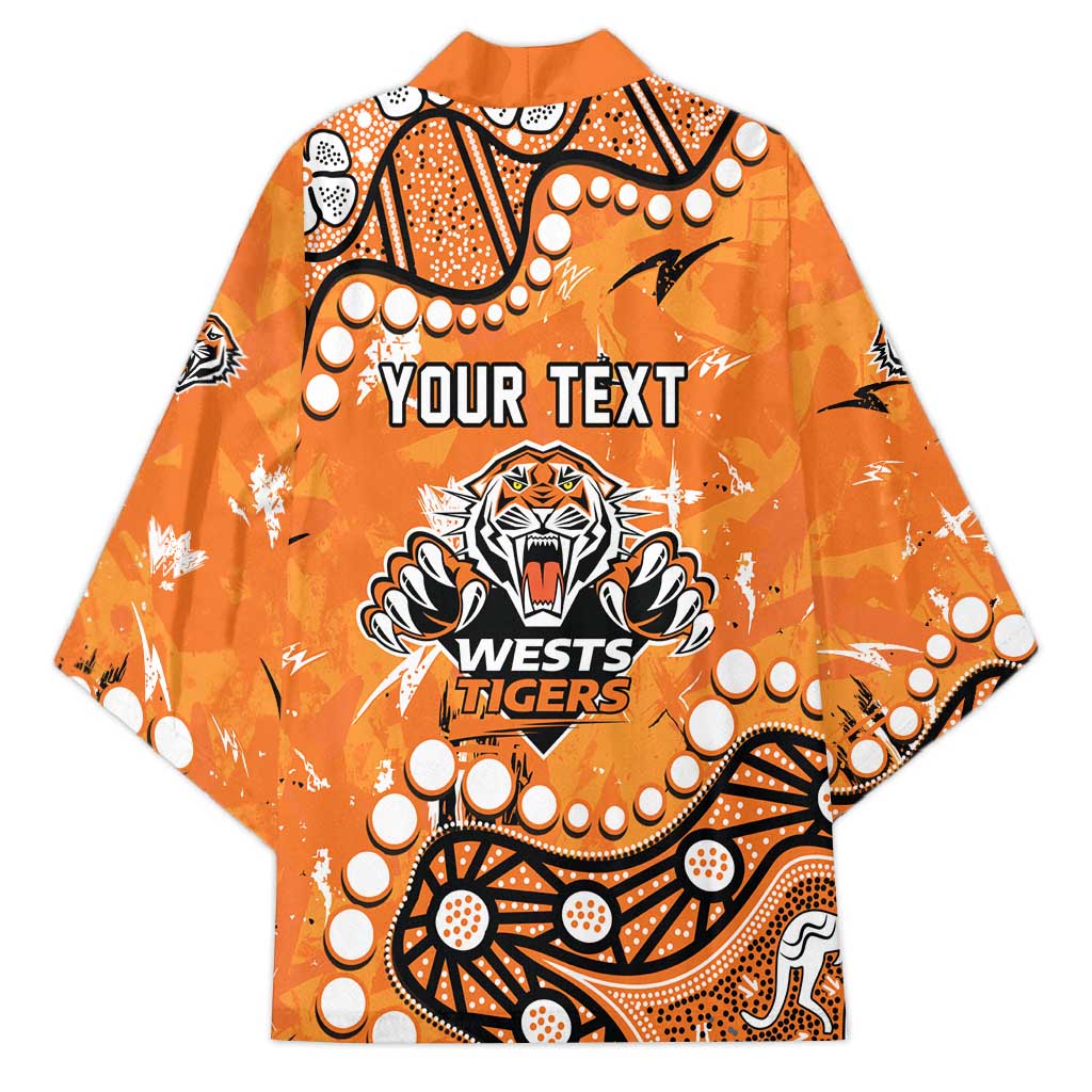 Personalized Wests Tigers Kimono Aboriginal Pattern with Graffiti Style Design