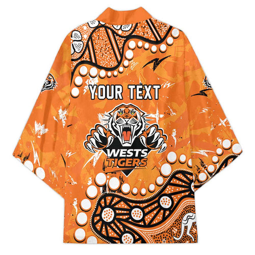 Personalized Wests Tigers Kimono Aboriginal Pattern with Graffiti Style Design