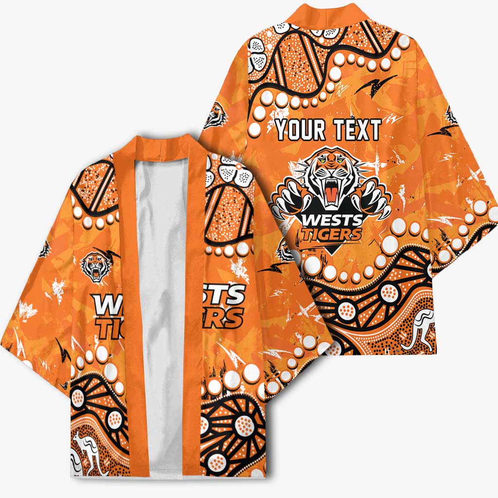 Personalized Wests Tigers Kimono Aboriginal Pattern with Graffiti Style Design