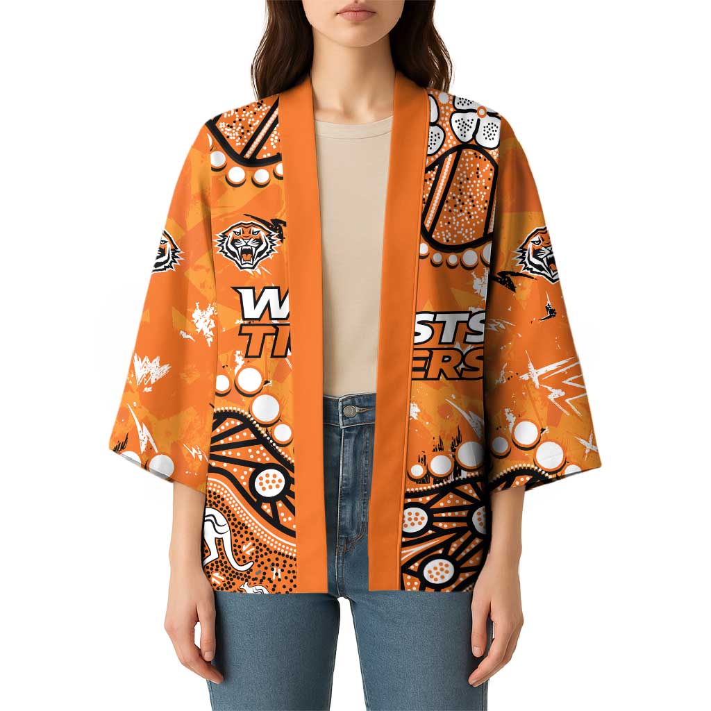 Personalized Wests Tigers Kimono Aboriginal Pattern with Graffiti Style Design