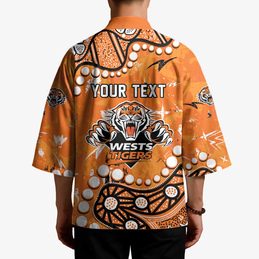 Personalized Wests Tigers Kimono Aboriginal Pattern with Graffiti Style Design