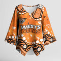 Personalized Wests Tigers Kimono Sleeve Blouse Aboriginal Pattern with Graffiti Style Design