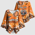 Personalized Wests Tigers Kimono Sleeve Blouse Aboriginal Pattern with Graffiti Style Design