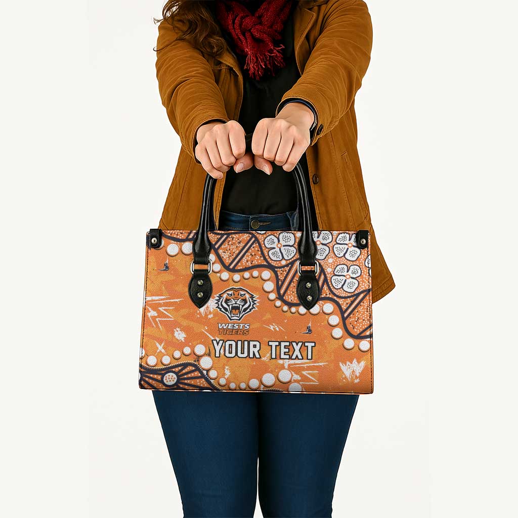 Personalized Wests Tigers Leather Bag Aboriginal Pattern with Graffiti Style Design