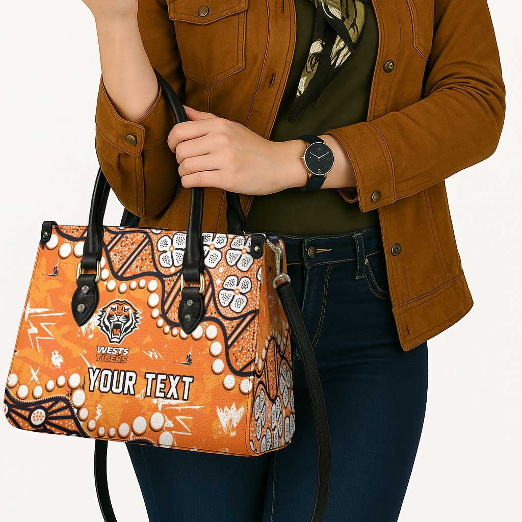 Personalized Wests Tigers Leather Bag Aboriginal Pattern with Graffiti Style Design