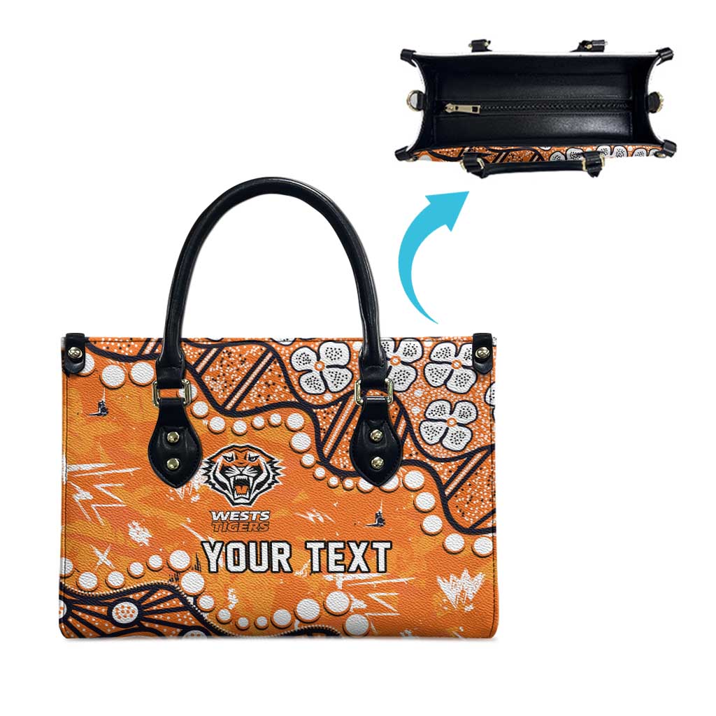 Personalized Wests Tigers Leather Bag Aboriginal Pattern with Graffiti Style Design