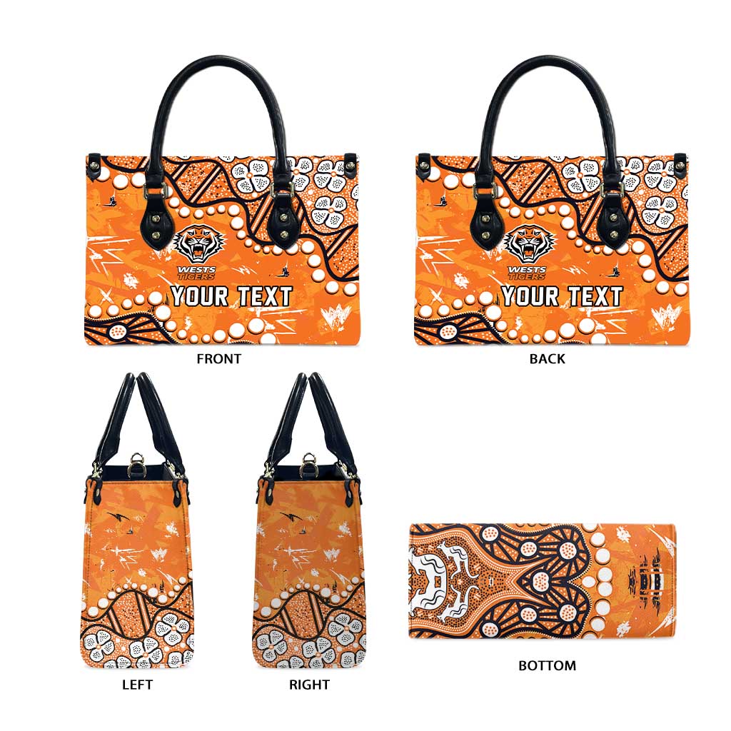 Personalized Wests Tigers Leather Bag Aboriginal Pattern with Graffiti Style Design