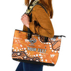 Personalized Wests Tigers Leather Tote Bag Aboriginal Pattern with Graffiti Style Design