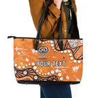 Personalized Wests Tigers Leather Tote Bag Aboriginal Pattern with Graffiti Style Design