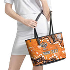Personalized Wests Tigers Leather Tote Bag Aboriginal Pattern with Graffiti Style Design