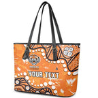 Personalized Wests Tigers Leather Tote Bag Aboriginal Pattern with Graffiti Style Design