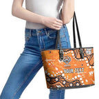 Personalized Wests Tigers Leather Tote Bag Aboriginal Pattern with Graffiti Style Design