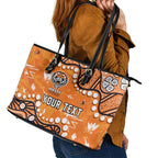 Personalized Wests Tigers Leather Tote Bag Aboriginal Pattern with Graffiti Style Design