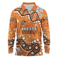 Personalized Wests Tigers Long Sleeve Polo Shirt Aboriginal Pattern with Graffiti Style Design