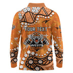 Personalized Wests Tigers Long Sleeve Polo Shirt Aboriginal Pattern with Graffiti Style Design