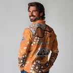 Personalized Wests Tigers Long Sleeve Polo Shirt Aboriginal Pattern with Graffiti Style Design