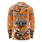 Personalized Wests Tigers Long Sleeve Shirt Aboriginal Pattern with Graffiti Style Design