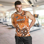 Personalized Wests Tigers Men Tank Top Aboriginal Pattern with Graffiti Style Design