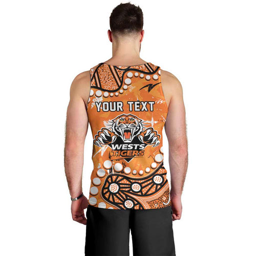 Personalized Wests Tigers Men Tank Top Aboriginal Pattern with Graffiti Style Design