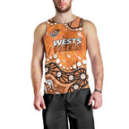 Personalized Wests Tigers Men Tank Top Aboriginal Pattern with Graffiti Style Design