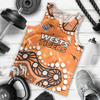 Personalized Wests Tigers Men Tank Top Aboriginal Pattern with Graffiti Style Design