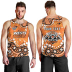 Personalized Wests Tigers Men Tank Top Aboriginal Pattern with Graffiti Style Design