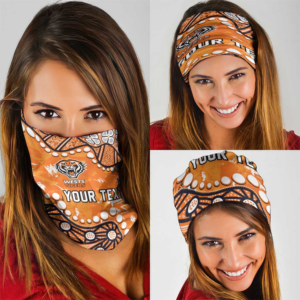 Personalized Wests Tigers Neck Gaiter Aboriginal Pattern with Graffiti Style Design