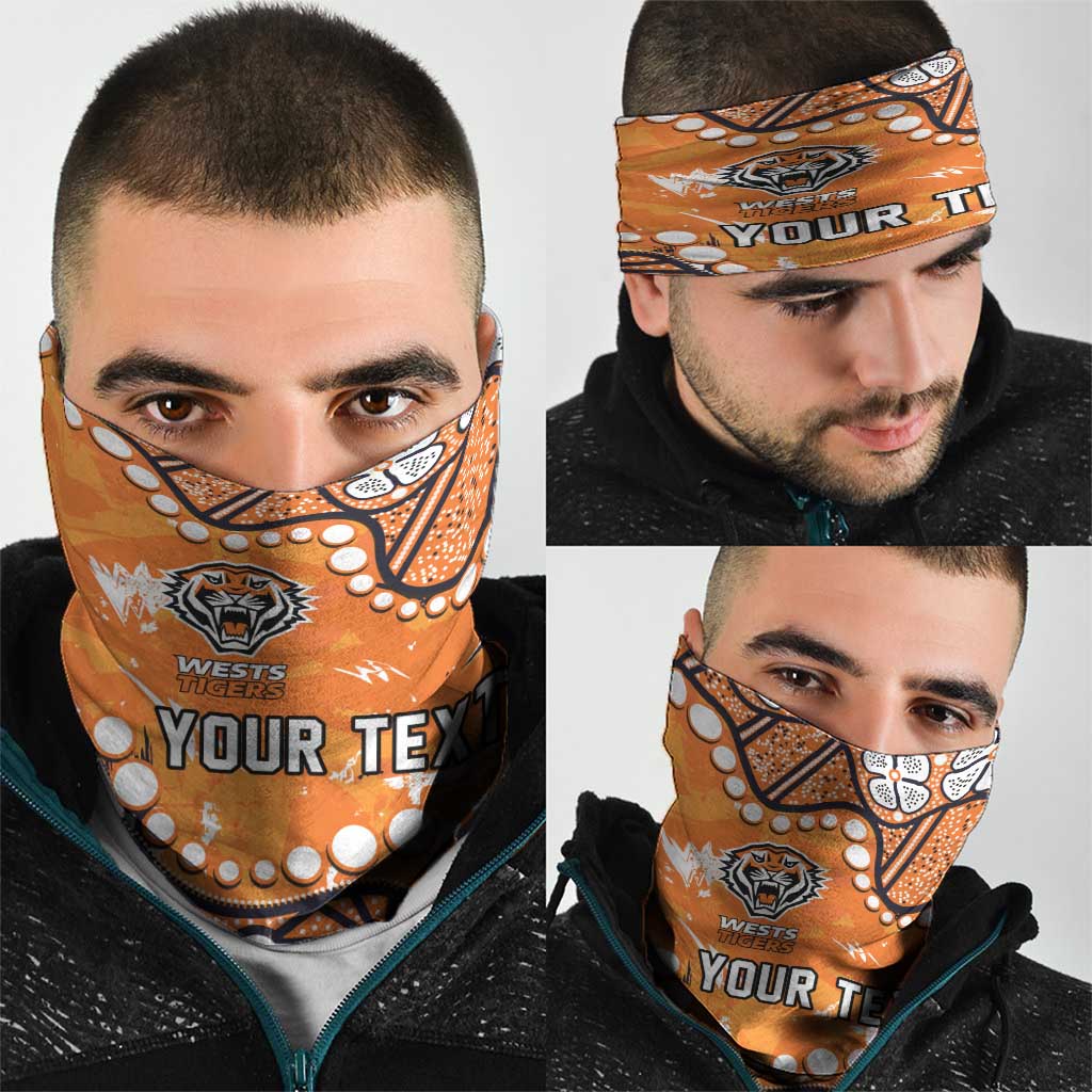 Personalized Wests Tigers Neck Gaiter Aboriginal Pattern with Graffiti Style Design