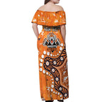 Personalized Wests Tigers Off Shoulder Maxi Dress Aboriginal Pattern with Graffiti Style Design