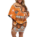 Personalized Wests Tigers Off Shoulder Short Dress Aboriginal Pattern with Graffiti Style Design