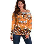 Personalized Wests Tigers Off Shoulder Sweater Aboriginal Pattern with Graffiti Style Design
