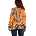 Personalized Wests Tigers Off Shoulder Sweater Aboriginal Pattern with Graffiti Style Design