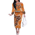Personalized Wests Tigers Off The Shoulder Long Sleeve Dress Aboriginal Pattern with Graffiti Style Design