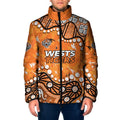 Personalized Wests Tigers Padded Jacket Aboriginal Pattern with Graffiti Style Design