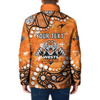 Personalized Wests Tigers Padded Jacket Aboriginal Pattern with Graffiti Style Design