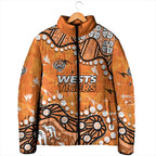 Personalized Wests Tigers Padded Jacket Aboriginal Pattern with Graffiti Style Design